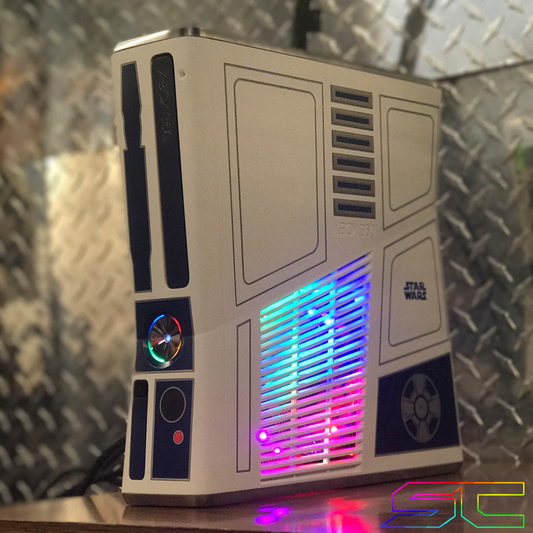 Custom Limited Edition Star Wars Xbox 360 Slim RGH2. Rainbow LED's, 60GB HDD Ready to Ship! - Sharky's Customs LLC