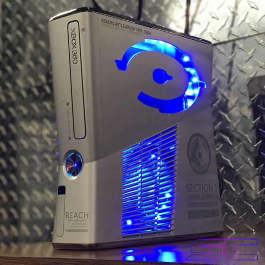 Custom LE Halo Reach Xbox 360 Slim Viper Dual Nand 2 in 1! w/ HALO CUT OUT - Sharky's Customs LLC