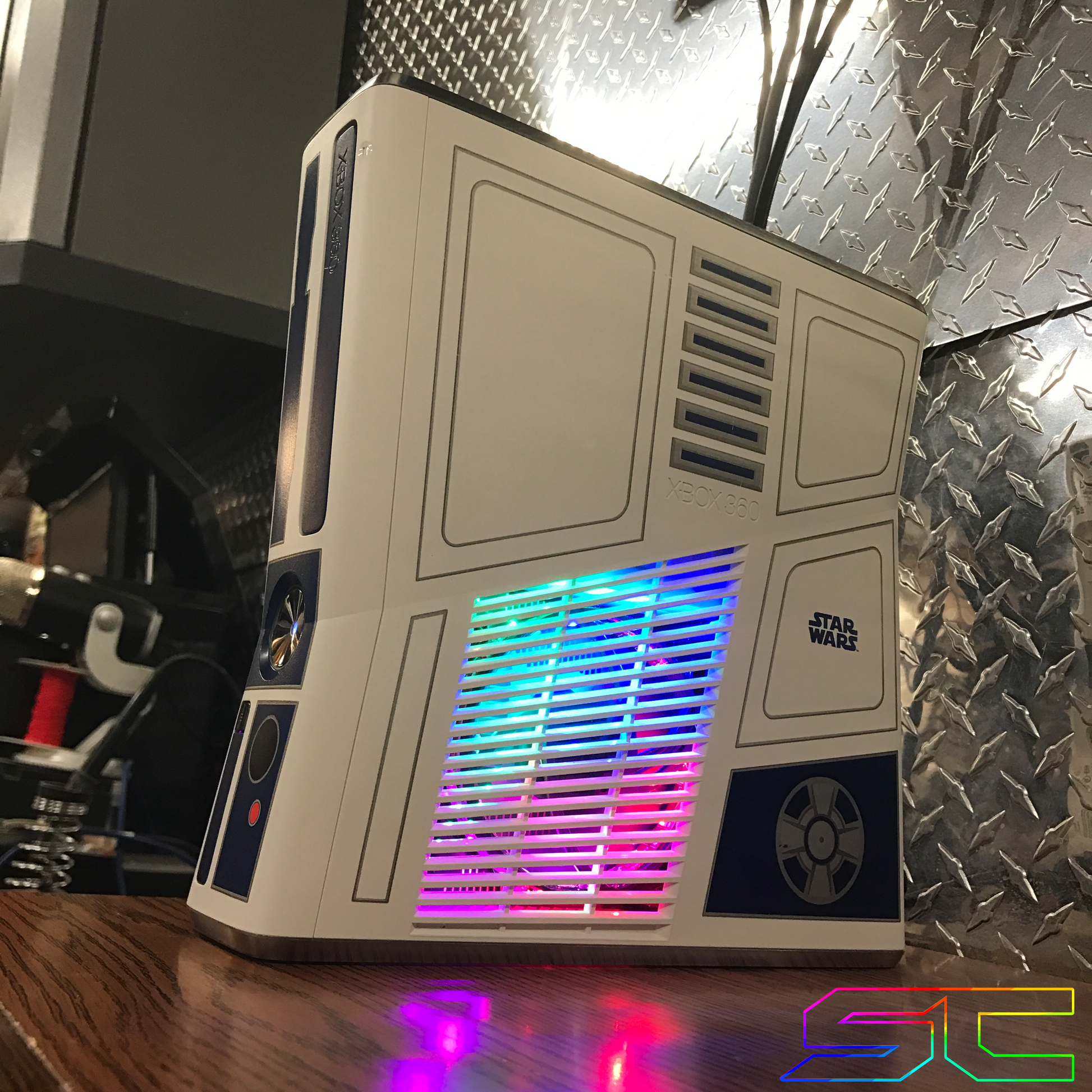 Custom Limited Edition Star Wars Xbox 360 Slim RGH2. Rainbow LED's, 60GB HDD Ready to Ship! - Sharky's Customs LLC