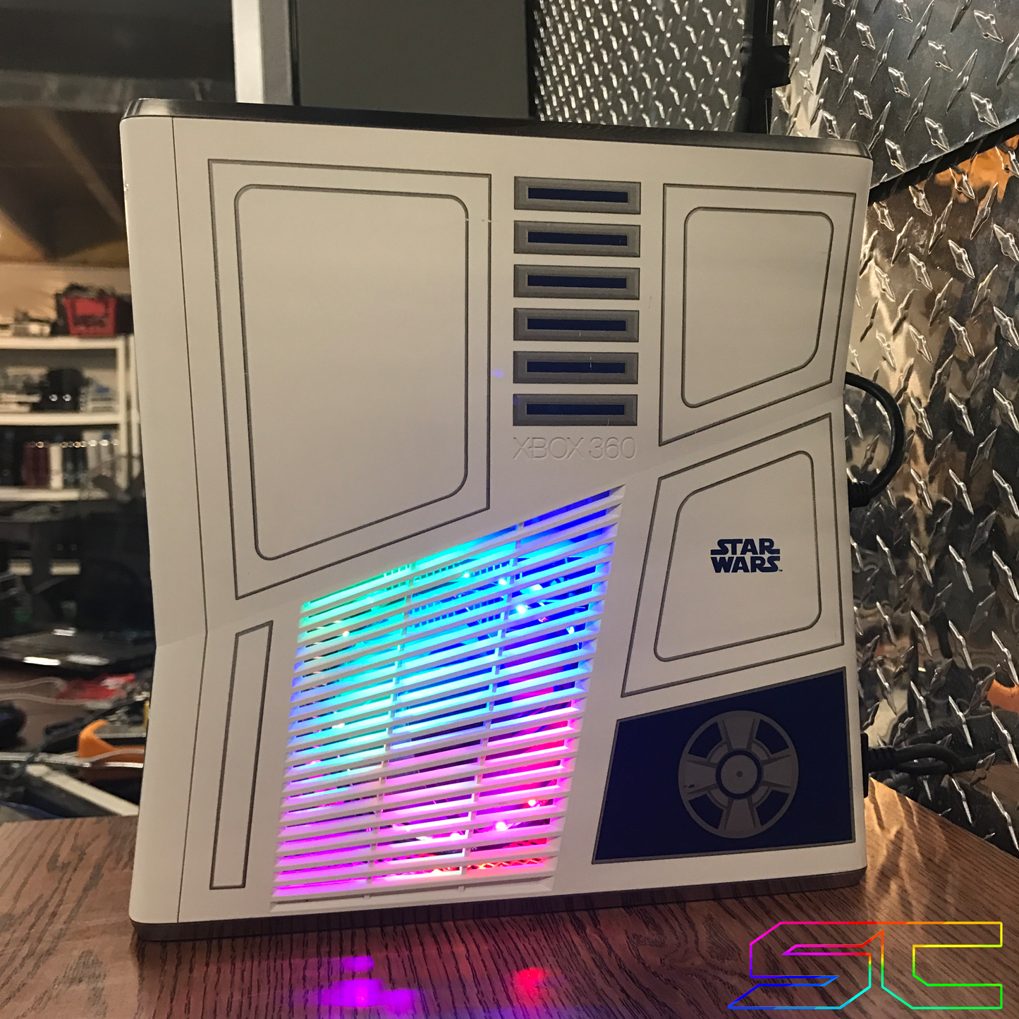 Custom Limited Edition Star Wars Xbox 360 Slim RGH2. Rainbow LED's, 60GB HDD Ready to Ship! - Sharky's Customs LLC