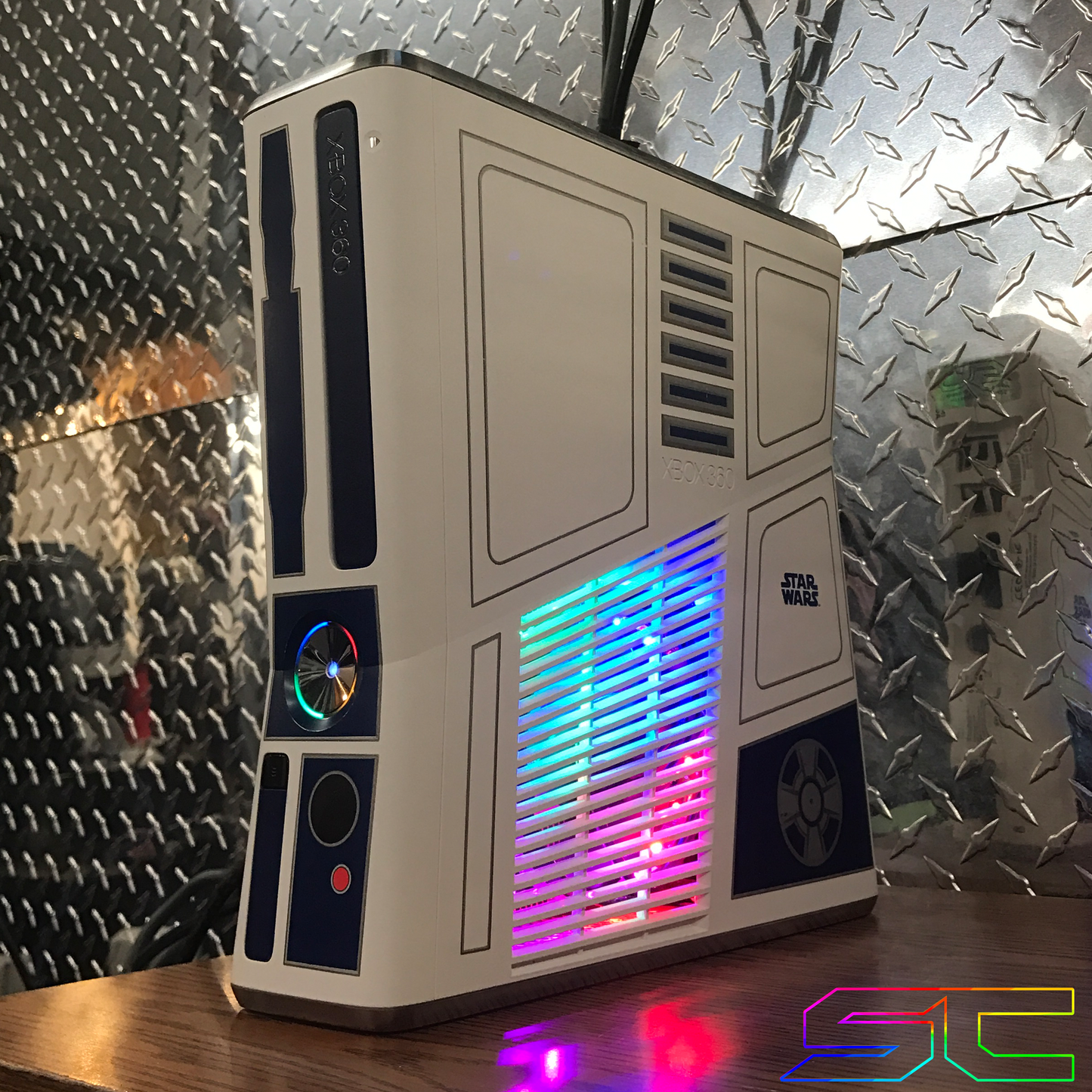 Custom Limited Edition Star Wars Xbox 360 Slim RGH2. Rainbow LED's, 60GB HDD Ready to Ship! - Sharky's Customs LLC