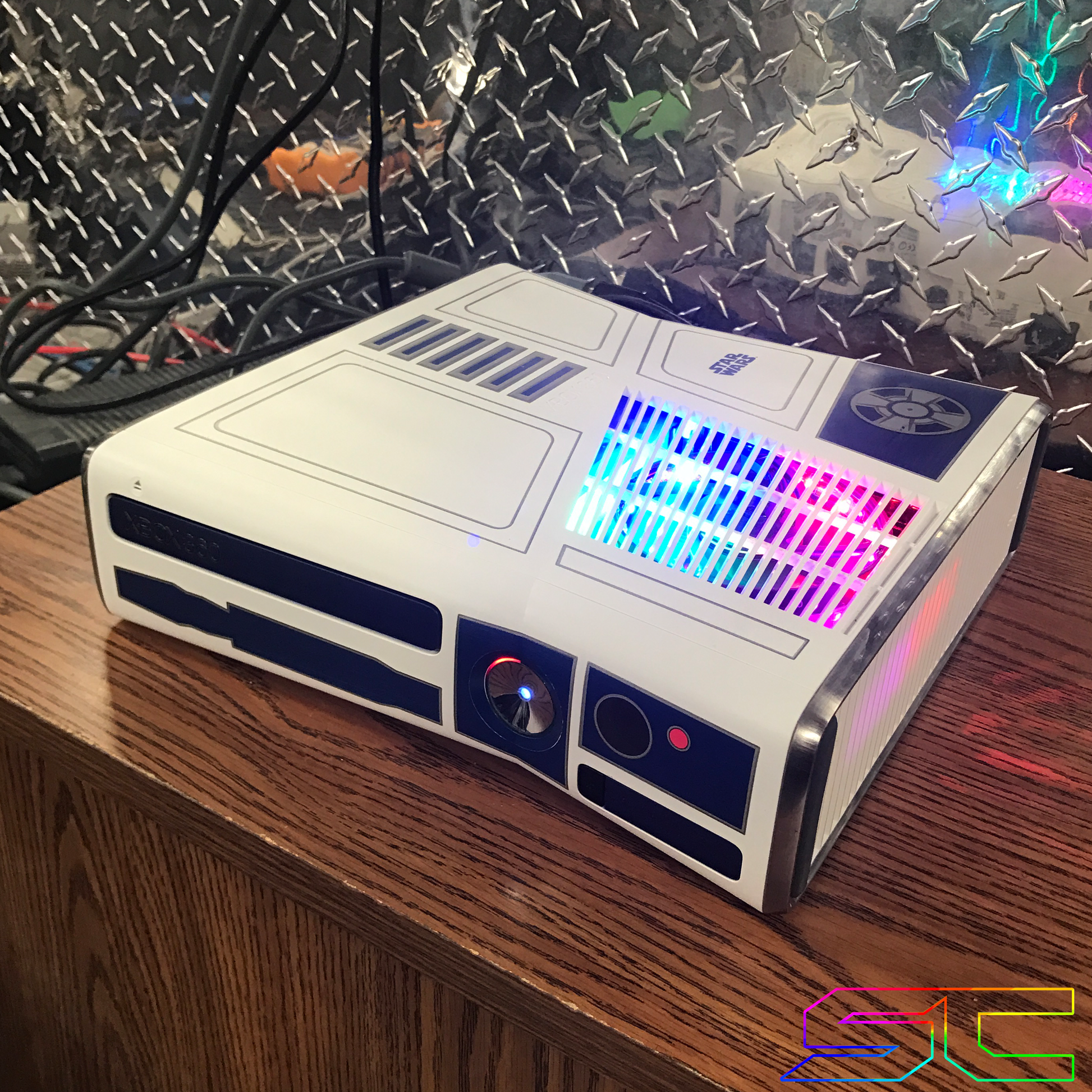 Custom Limited Edition Star Wars Xbox 360 Slim RGH2. Rainbow LED's, 60GB HDD Ready to Ship! - Sharky's Customs LLC