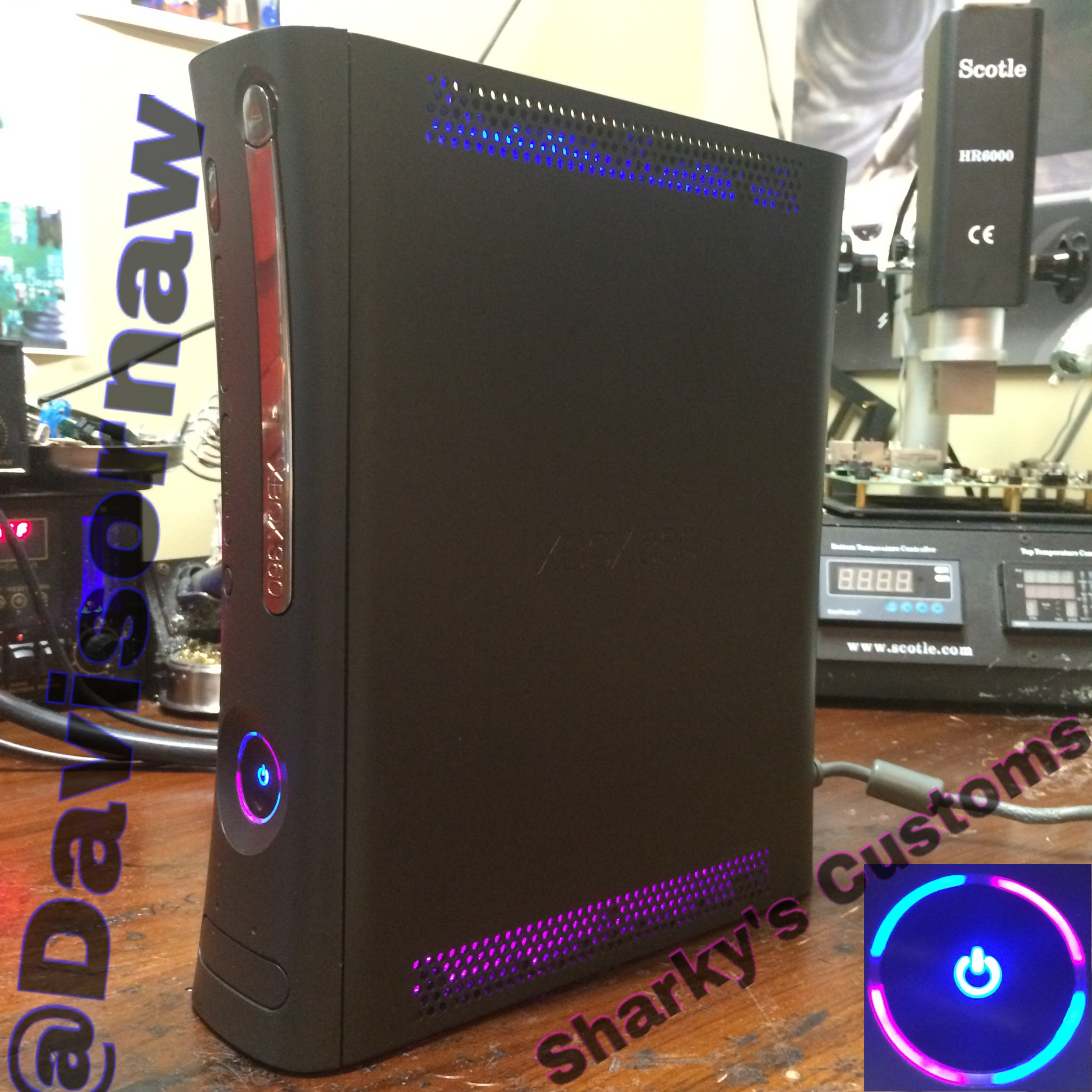 Custom Xbox 360 Black Jasper Elite RGH1.2 - LEDs of Your Choice! - Sharky's Customs LLC