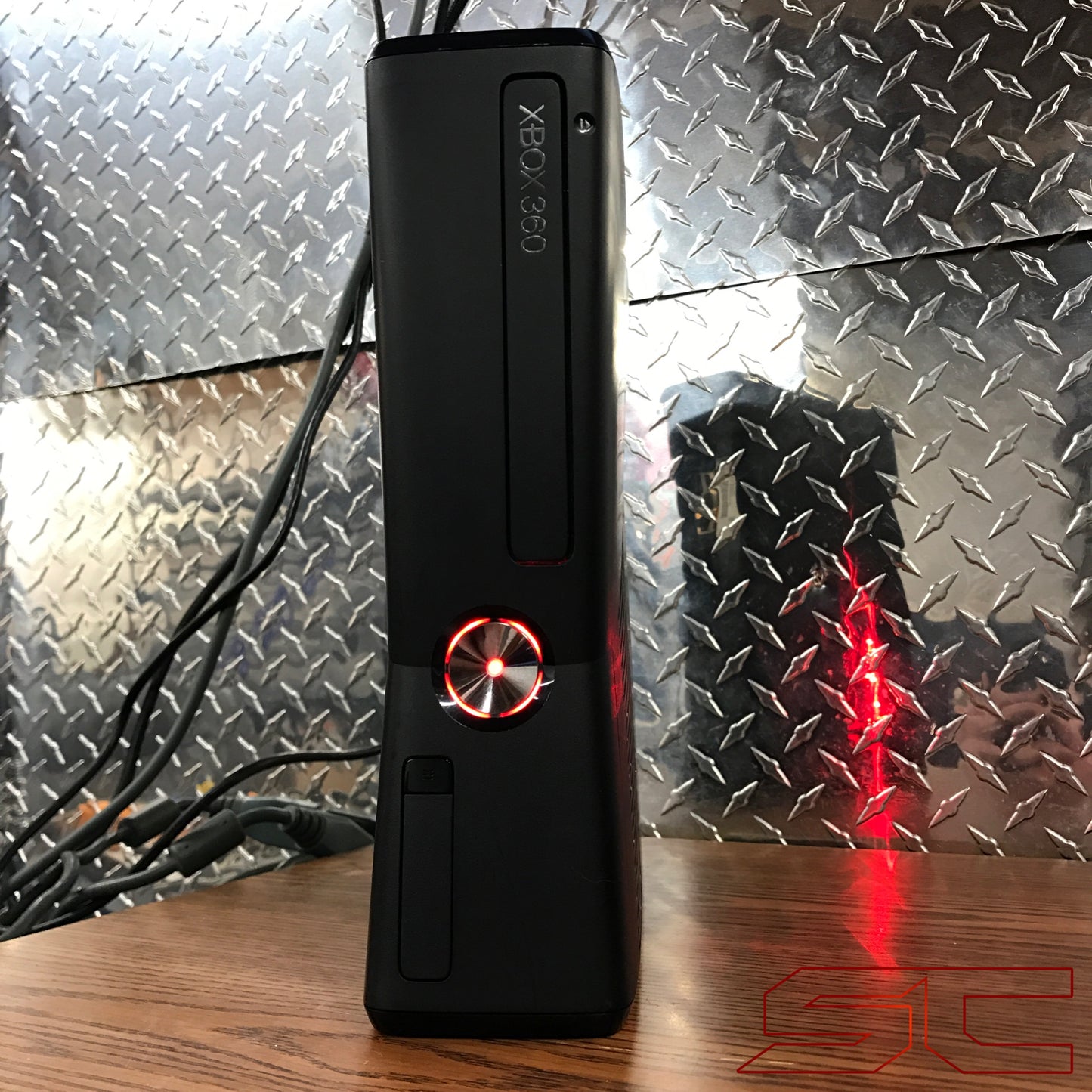 Custom Black Trinity Xbox 360 Slim RGH2 320GB Red LED's Ready to Ship (June) - Sharky's Customs LLC