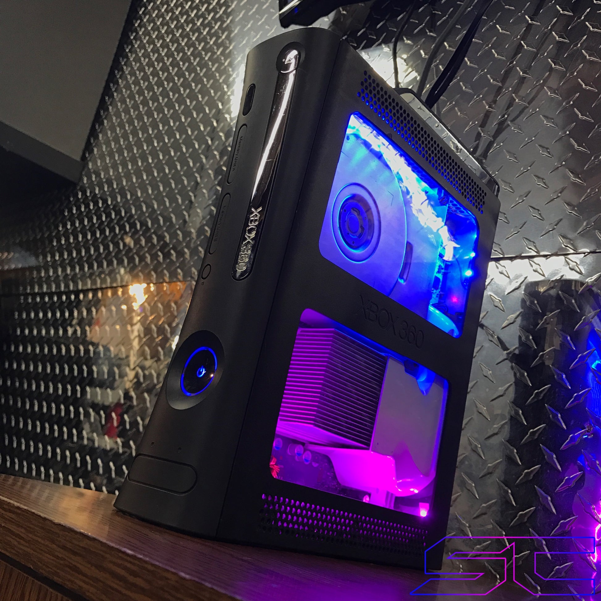 Custom Dual Window Jasper RGH1.2 With Pink & Blue LED's (120GB HDD w/MENUS) - Sharky's Customs LLC