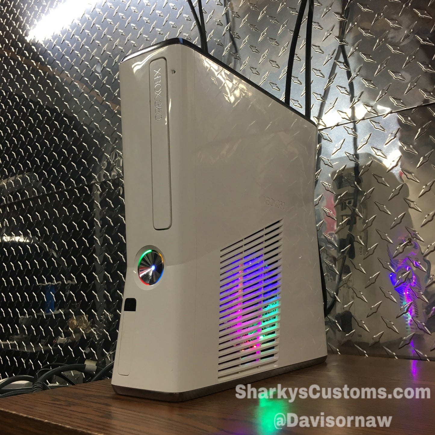 Custom White Xbox 360 Slim Corona RGH2 (LED's of Your Choice) - Sharky's Customs LLC