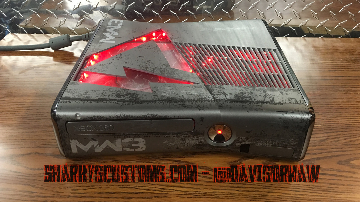 Custom (Red) Limited MW3 Hand Crafted RGH2 Slim, 320 GB HDD W/ 15 Mod Menu's - Sharky's Customs LLC