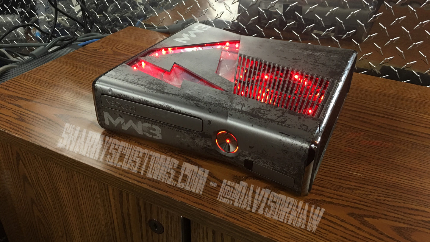 Custom (Red) Limited MW3 Hand Crafted RGH2 Slim, 320 GB HDD W/ 15 Mod Menu's - Sharky's Customs LLC