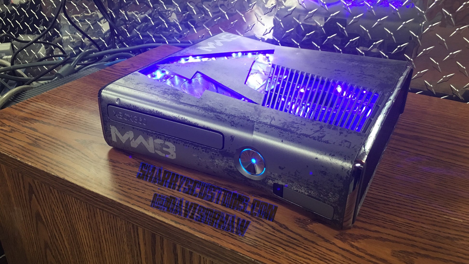 Custom (Blue) Limited MW3 Hand Crafted RGH2 Slim, 320 GB HDD W/ 15 Mod Menu's - Sharky's Customs LLC