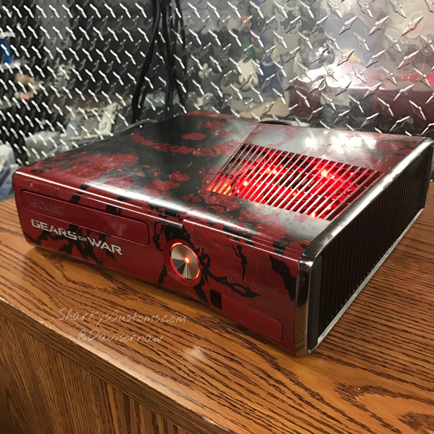 Custom Limited Edition Gears Of War Xbox 360 Slim RGH2 - Sharky's Customs LLC