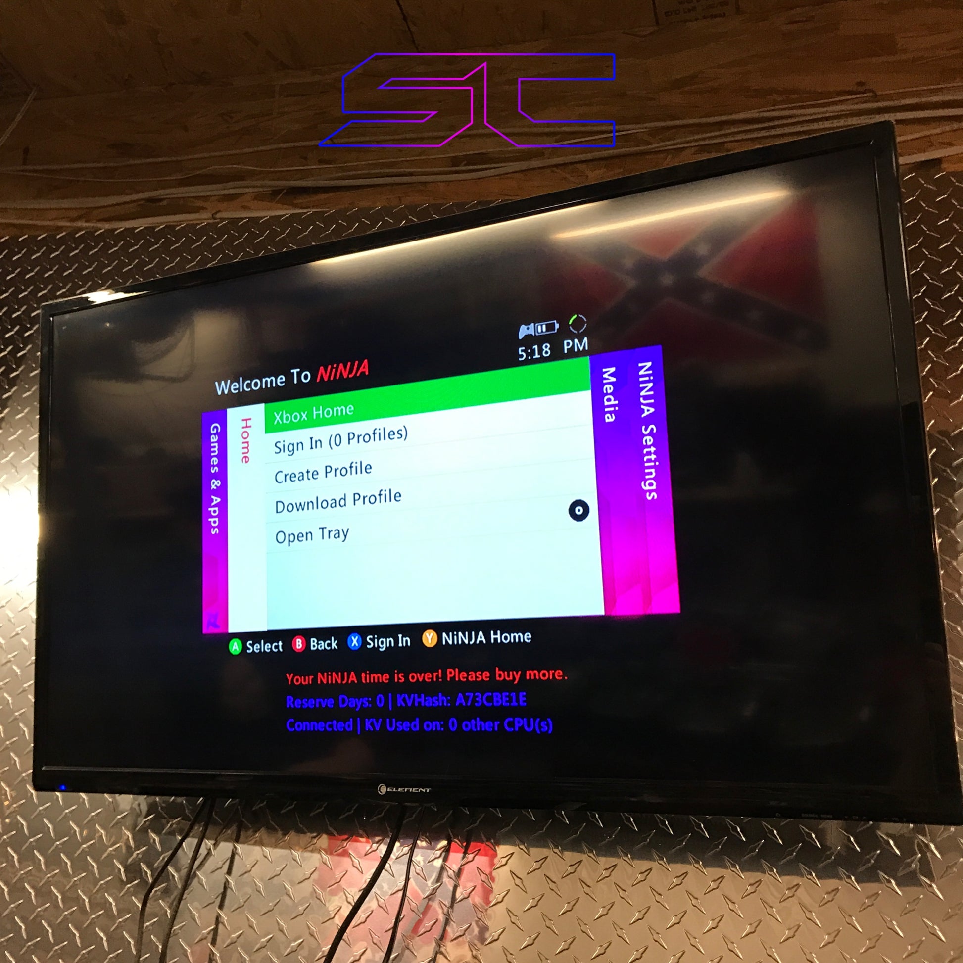 Custom Black Xbox 360 Slim RGH2 250GB Pink/Purple & Blue LED's 5 Menus - Sharky's Customs LLC