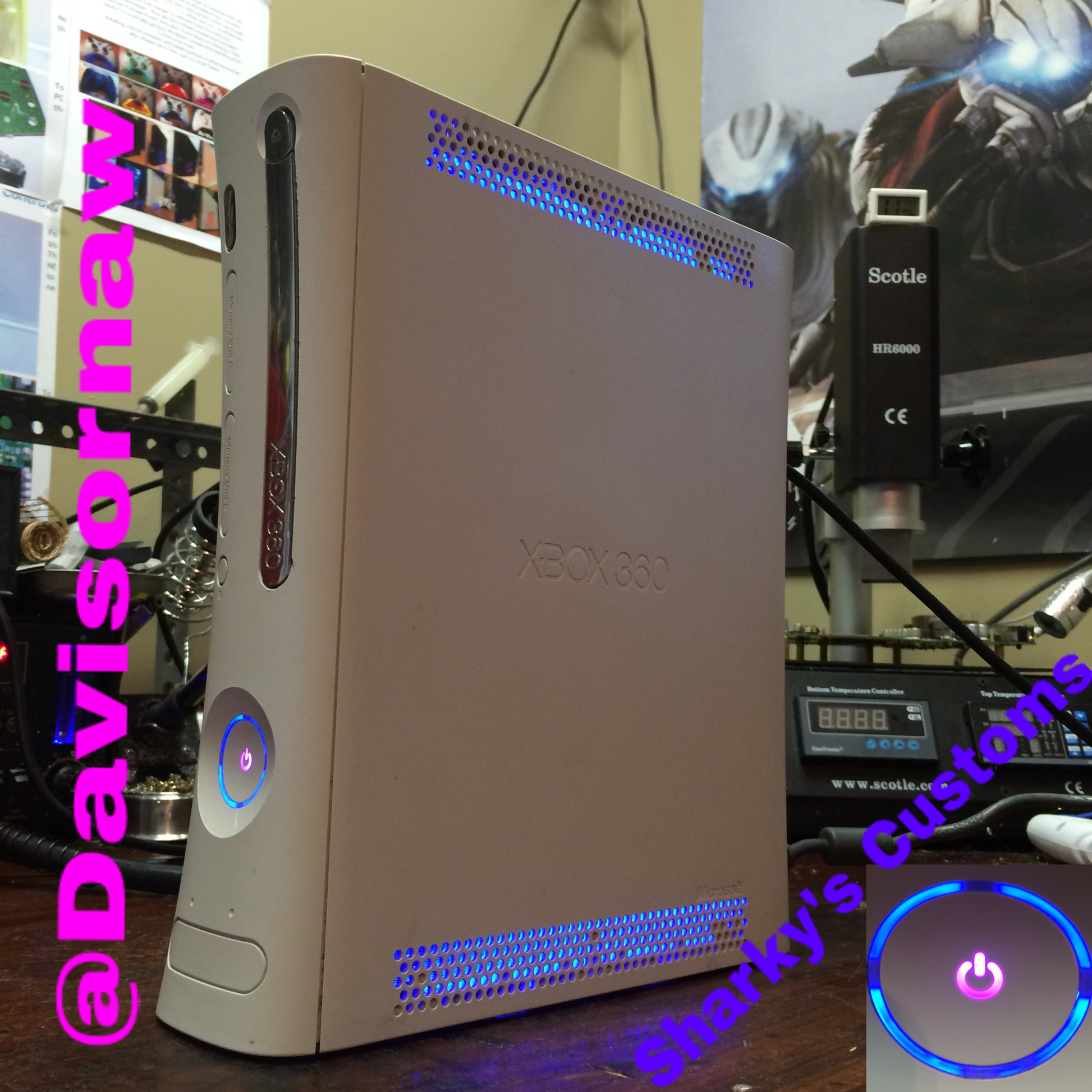 Custom Xbox 360 White Jasper RGH1.2 - LEDs of Your Choice! - Sharky's Customs LLC