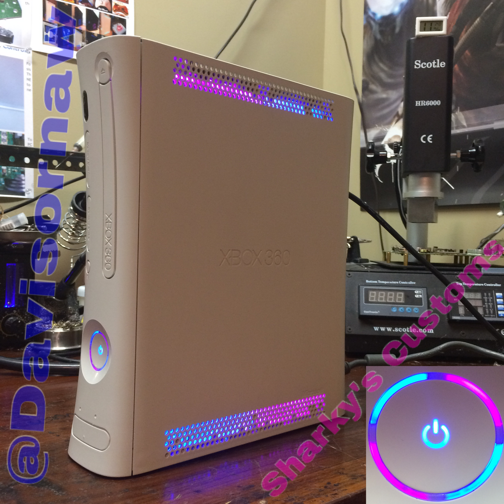 Custom Xbox 360 White Jasper RGH1.2 - LEDs of Your Choice! - Sharky's Customs LLC