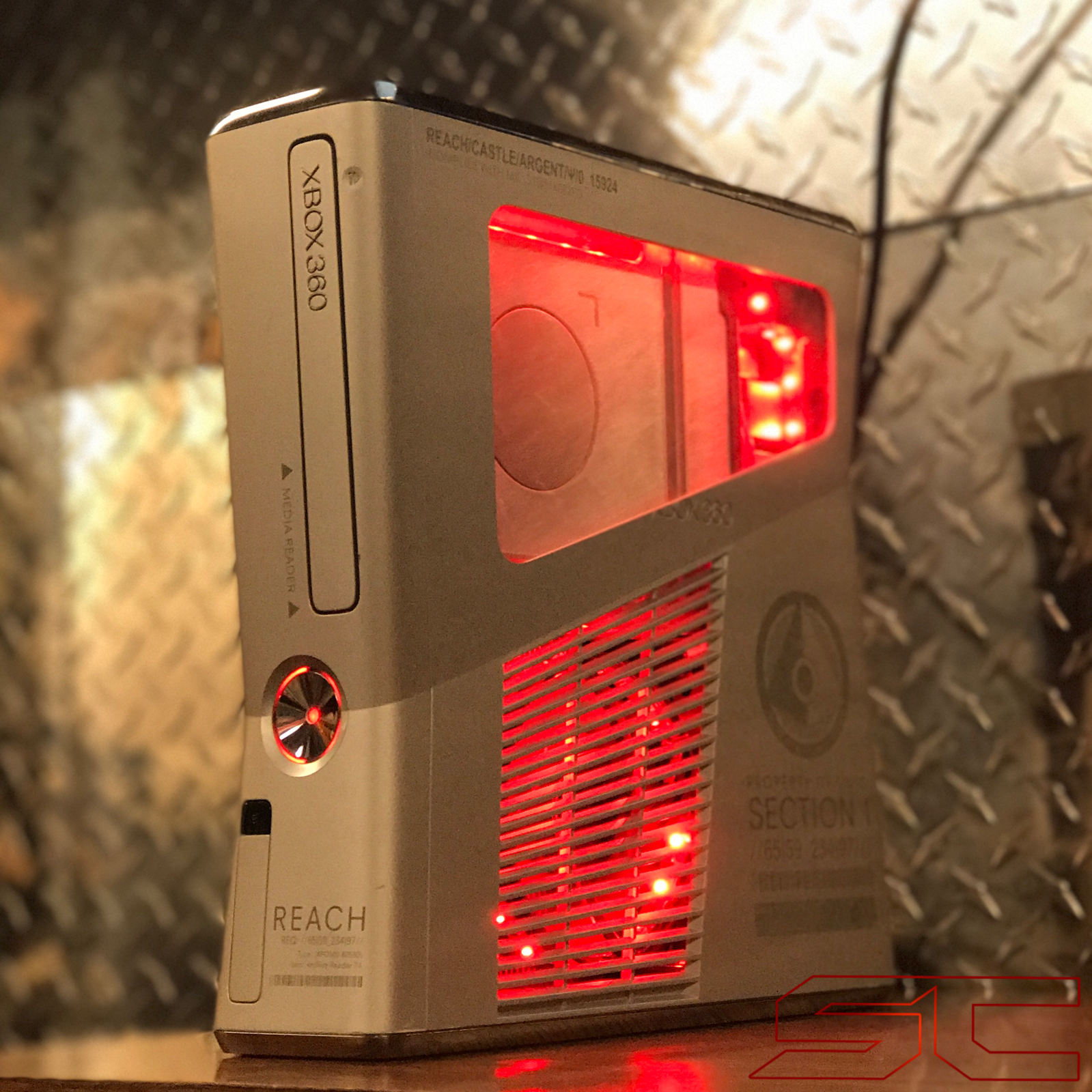 Custom LE Halo Reach Xbox 360 Slim Viper Dual Nand 2 in 1! w/ WINDOW CUT OUT, RED LEDS - Sharky's Customs LLC