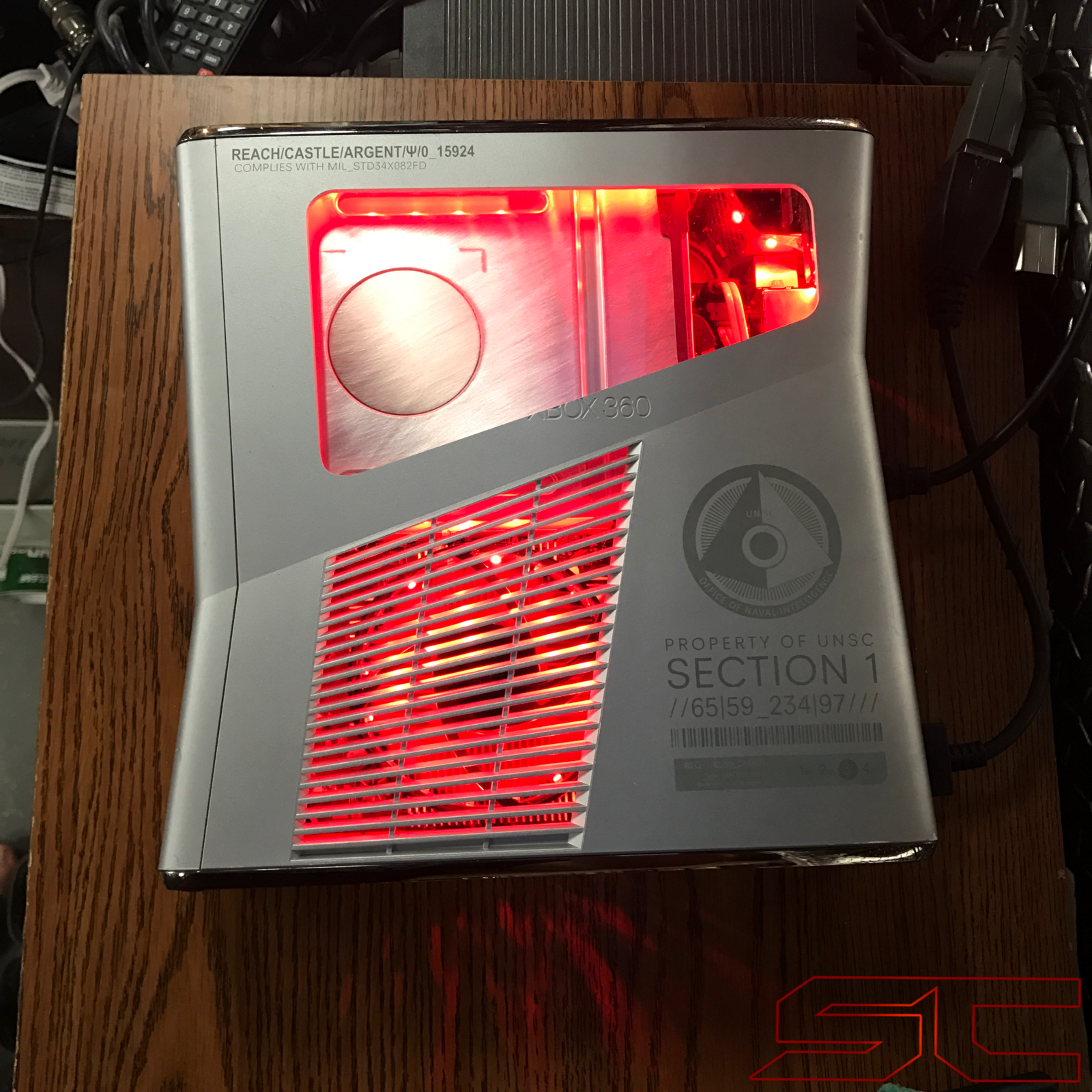 Custom LE Halo Reach Xbox 360 Slim Viper Dual Nand 2 in 1! w/ WINDOW CUT OUT, RED LEDS - Sharky's Customs LLC