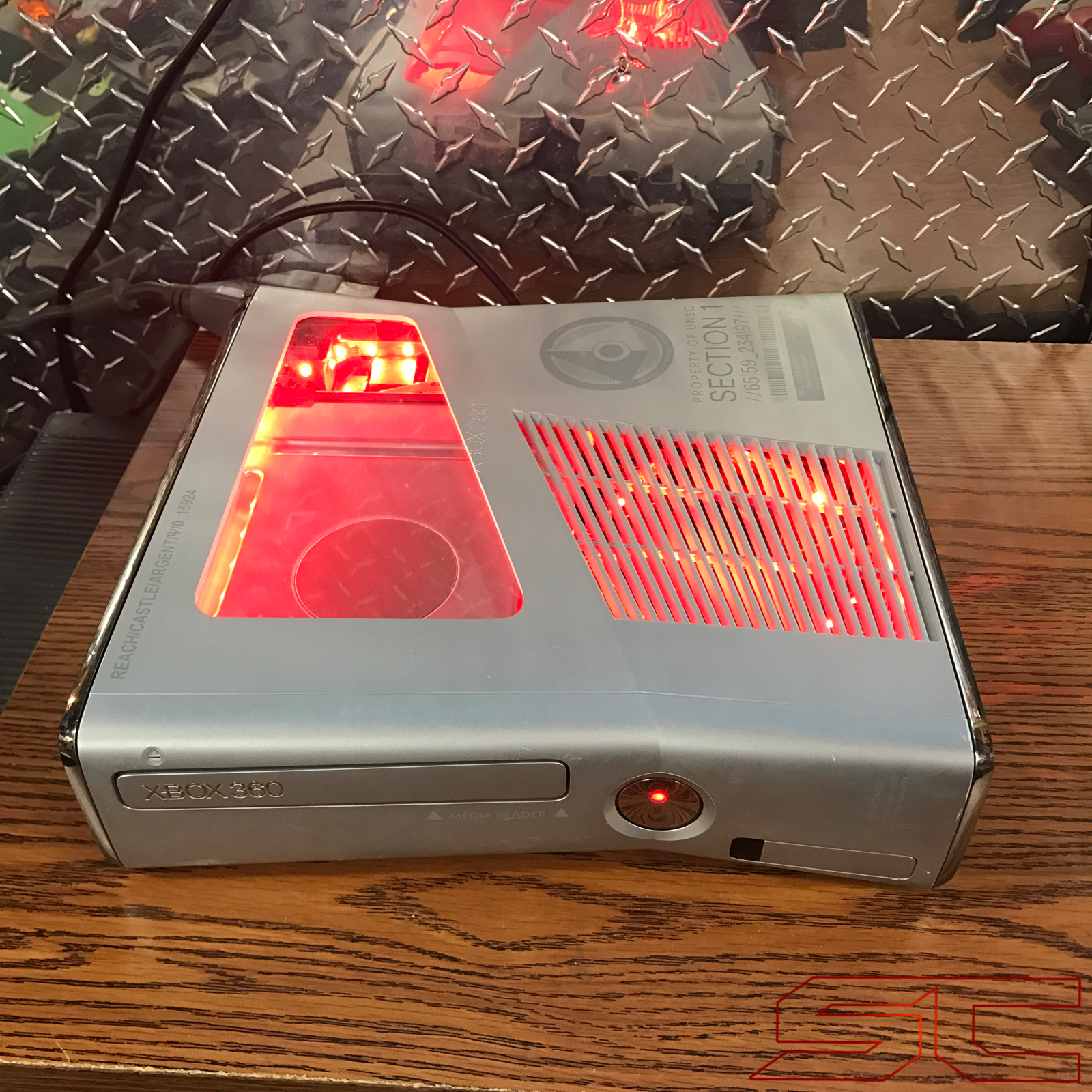 Custom LE Halo Reach Xbox 360 Slim Viper Dual Nand 2 in 1! w/ WINDOW CUT OUT, RED LEDS - Sharky's Customs LLC