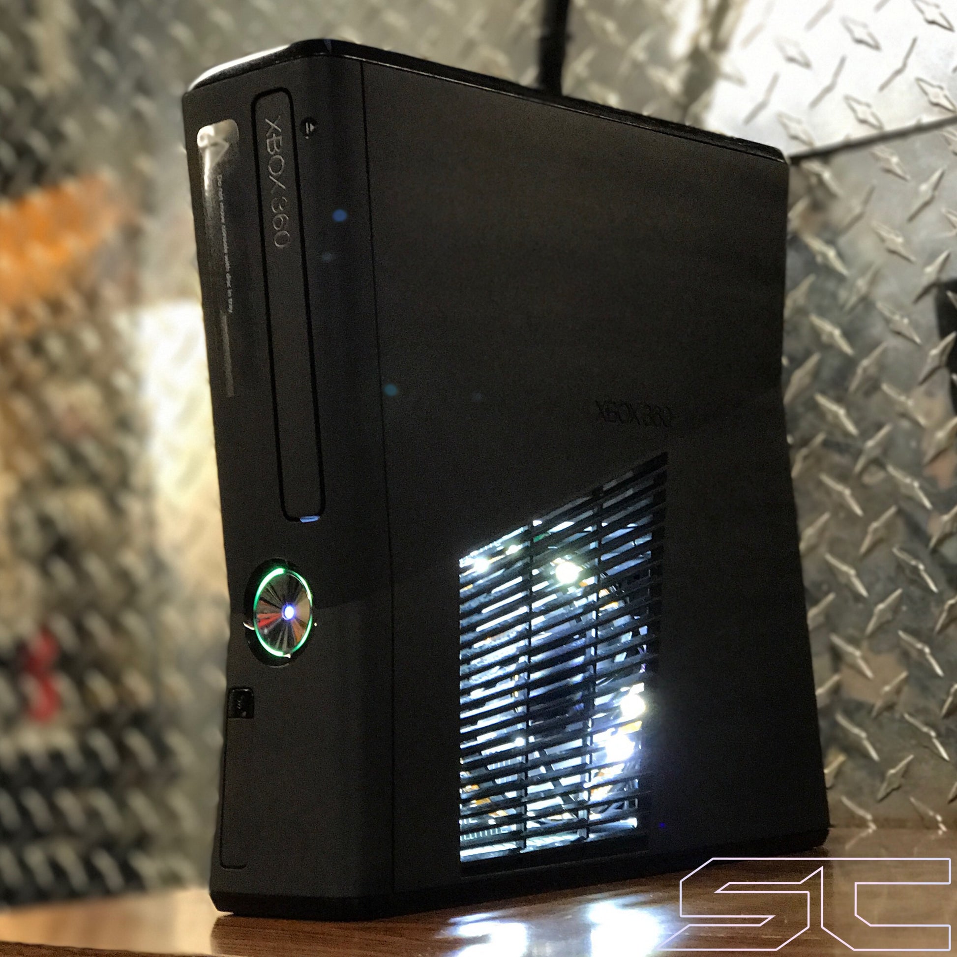 Custom Black Xbox 360 Slim RGH2 w/250GB HDD (LED's & Cut Out of Your Choice) - Sharky's Customs LLC