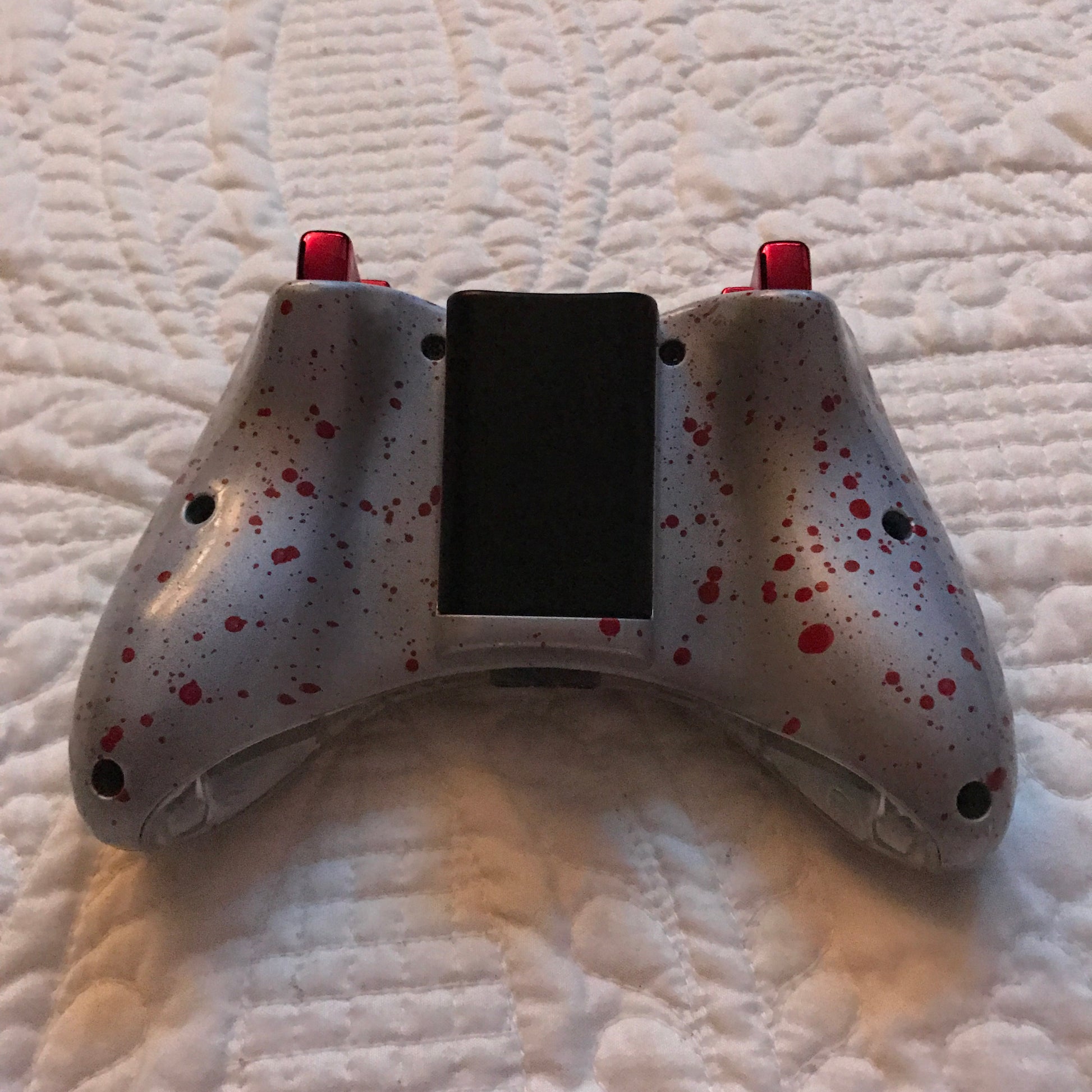 Custom Red/Silver Splatter Paint Xbox 360 Controller - Sharky's Customs LLC