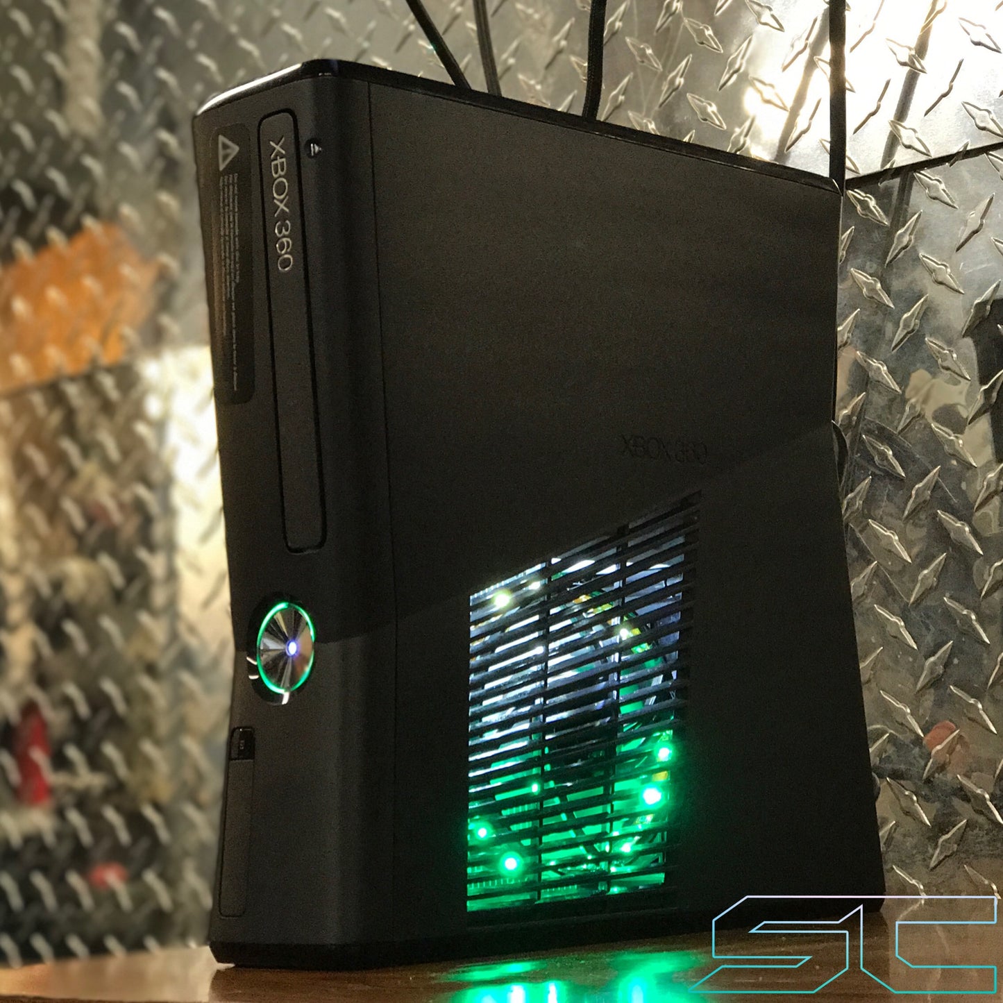 Custom Black Xbox 360 Slim RGH2 w/250GB HDD (LED's & Cut Out of Your Choice) - Sharky's Customs LLC