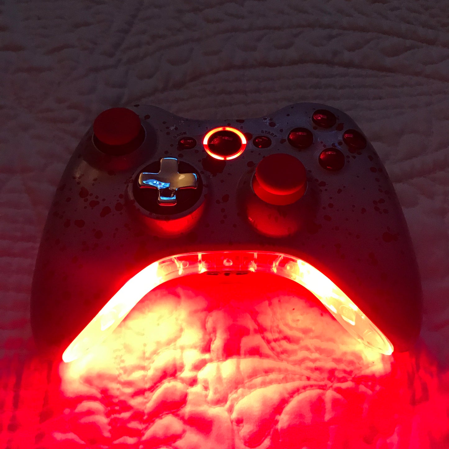 Custom Red/Silver Splatter Paint Xbox 360 Controller - Sharky's Customs LLC